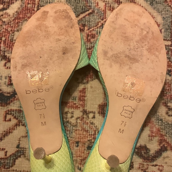 Bebe Turquoise and Lime Kitten Heels - Picture 3 of 4